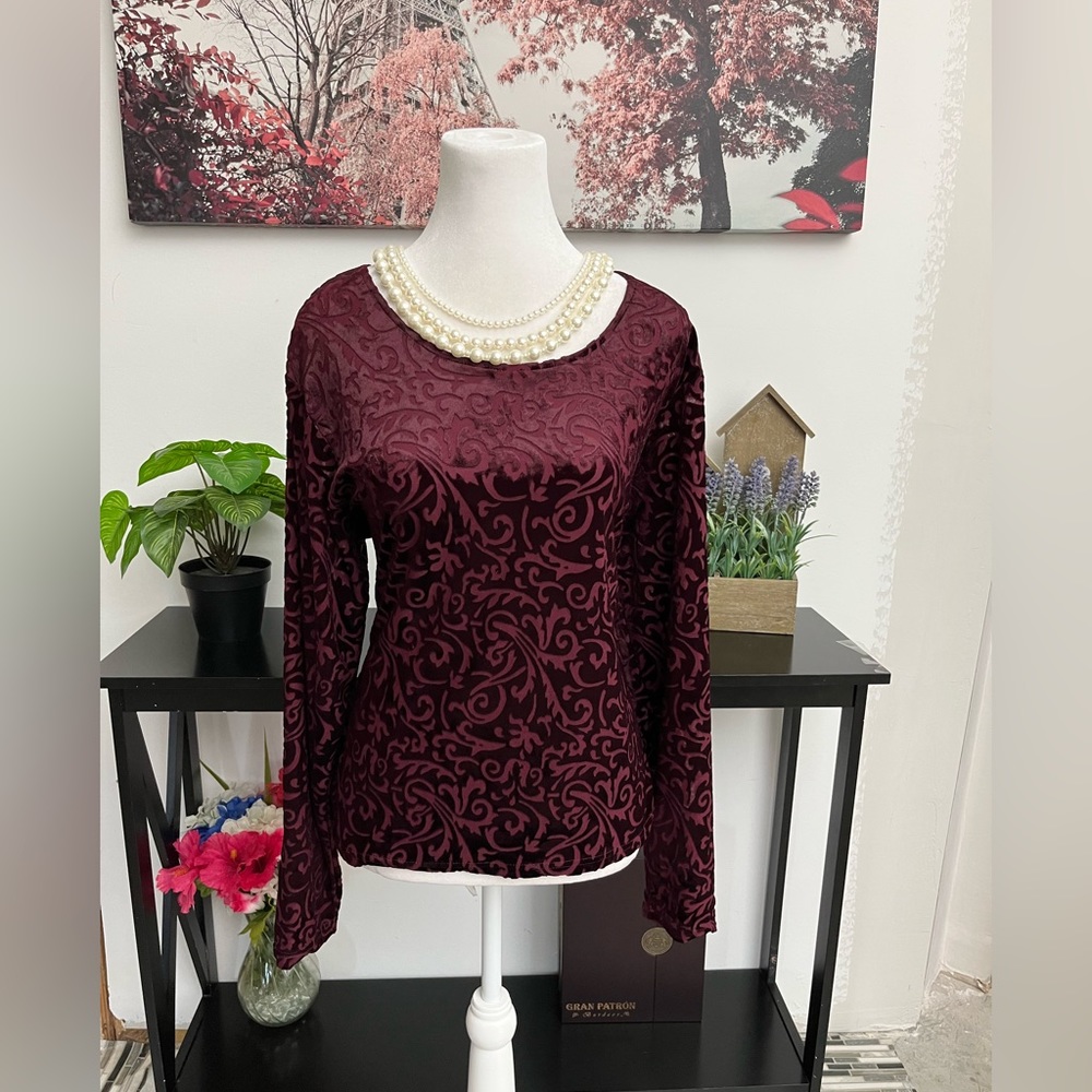 AMANDA SMITH women’s top Blouse Long Sleeve Round Neck Size L